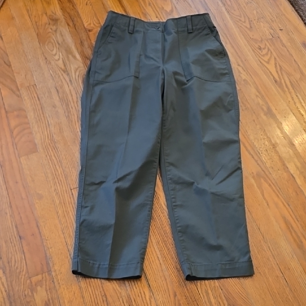 Talbots High Waist Cropped Olive Trousers 8 - Picture 1 of 5